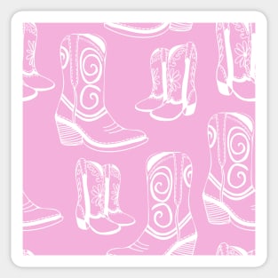 Pink and white cowboy boots 2 Sticker